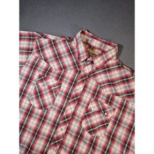Wrangler Shirt Men 3XL Red Plaid Pearl Snap Sawtooth Western‎ Cowboy Rodeo Ranch